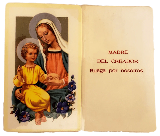 Prayer Card Madre Del Creador Ruega Por Nostros SPANISH Laminated NC - Ysleta Mission Gift Shop