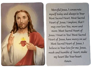 Prayer Card Merciful Jesus I Consecrate Myself Mini Pocket Laminated NC - Ysleta Mission Gift Shop