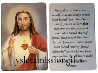 Prayer Card Merciful Jesus I Consecrate Myself Mini Pocket Laminated NC - Ysleta Mission Gift Shop