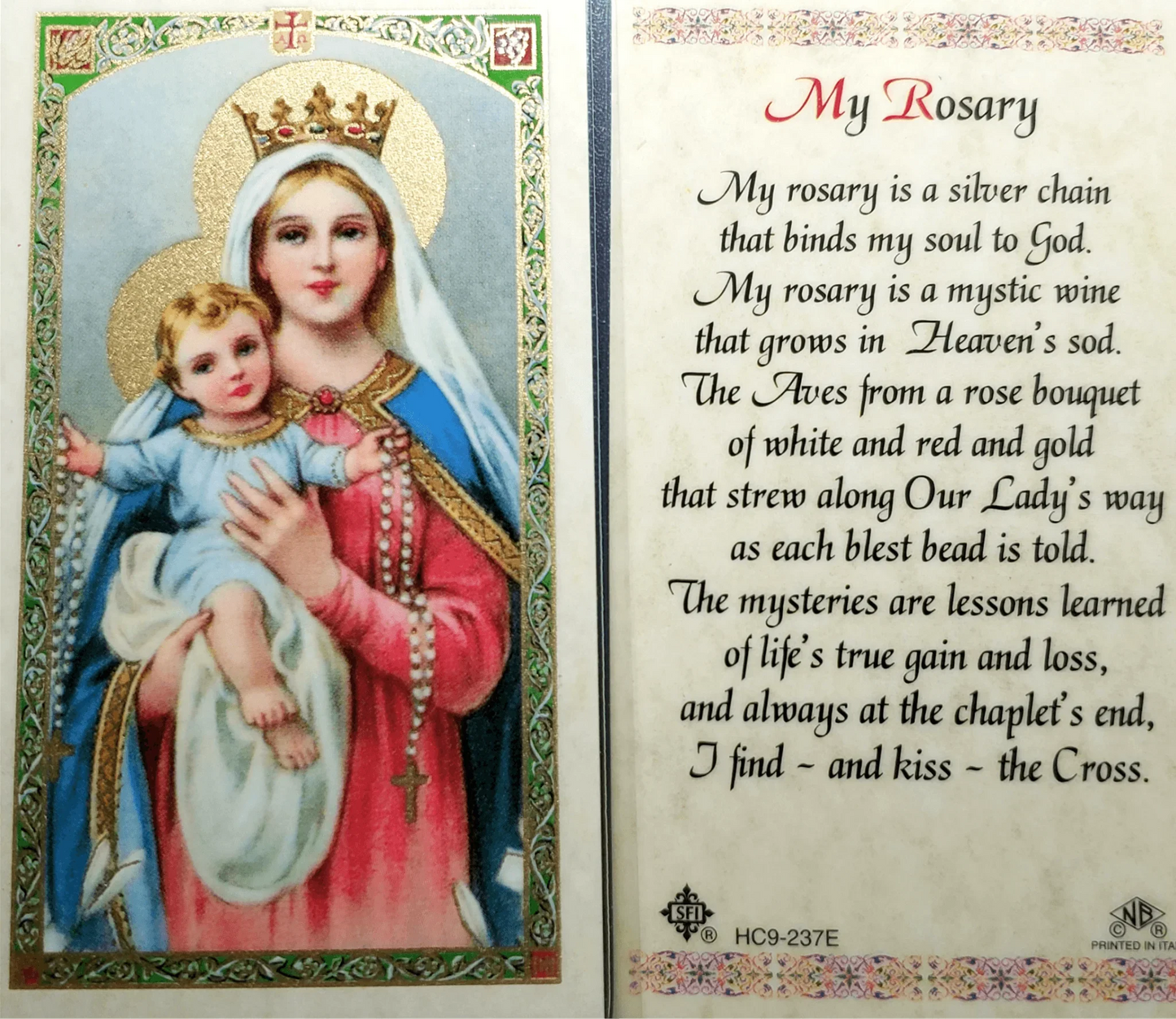 Prayer Card My Rosary Laminated HC9-237E - Ysleta Mission Gift Shop