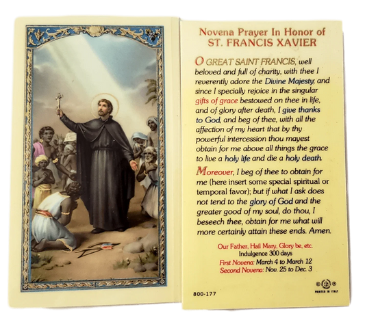 Prayer Card Novena Prayer In Honor Of Saint Francis Xavier Laminated - Ysleta Mission Gift Shop