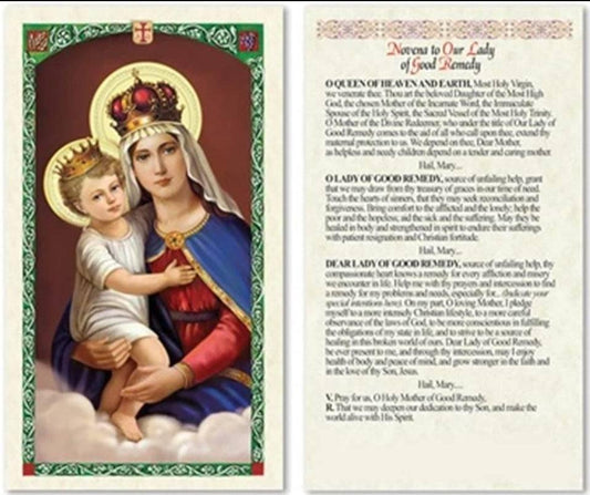 Prayer Card Novena Prayer To Our Lady Of Good Remedy No Laminated CC - Ysleta Mission Gift Shop