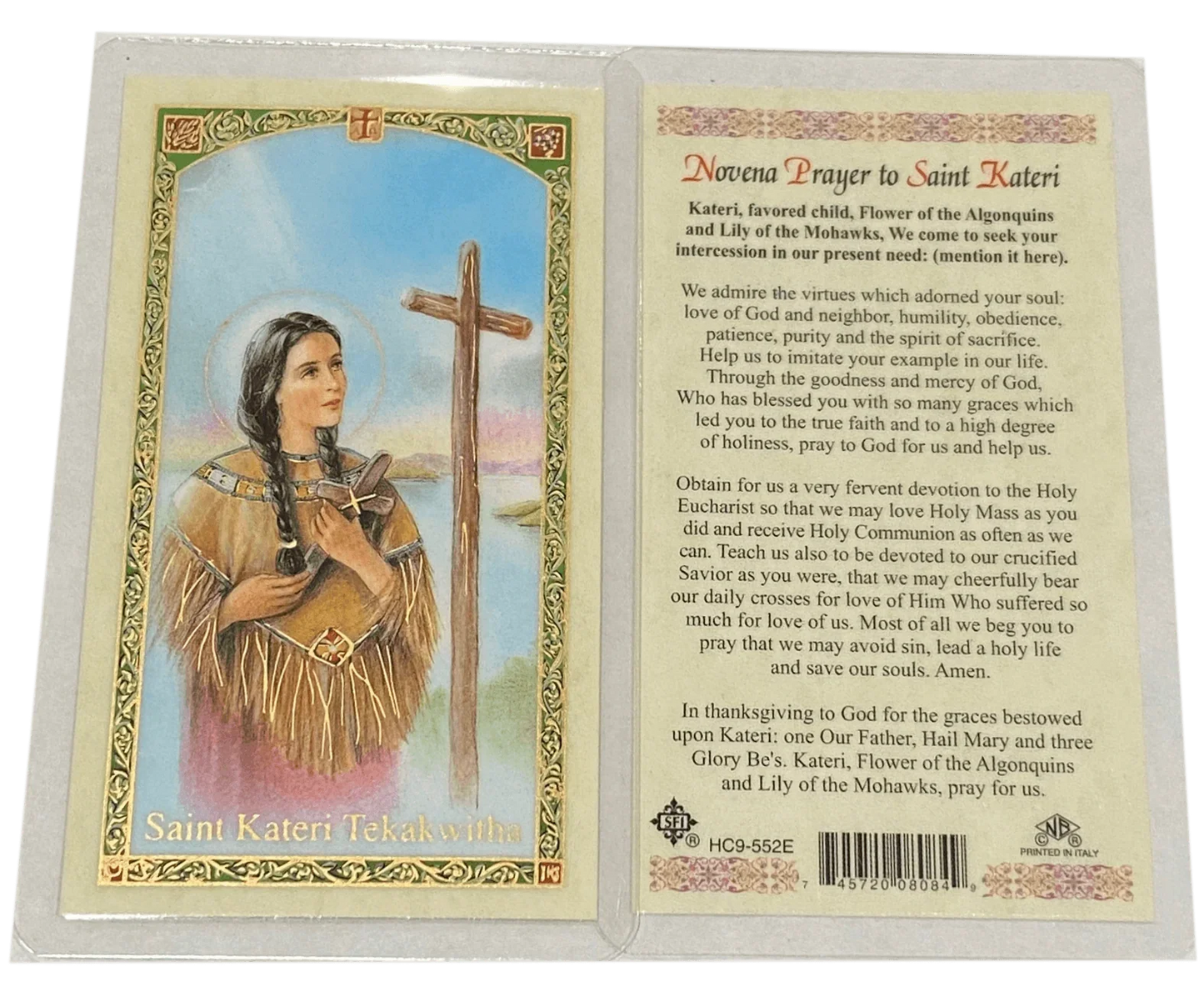 Prayer Card Novena Prayer to Saint Kateri HC-E Laminated English HC9-552E - Ysleta Mission Gift Shop