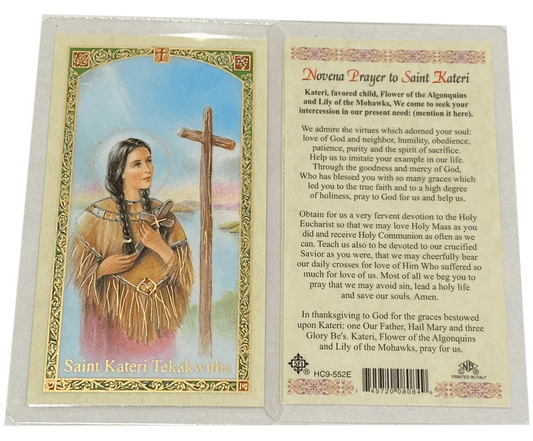 Prayer Card Novena Prayer to Saint Kateri HC-E Laminated English HC9-552E - Ysleta Mission Gift Shop