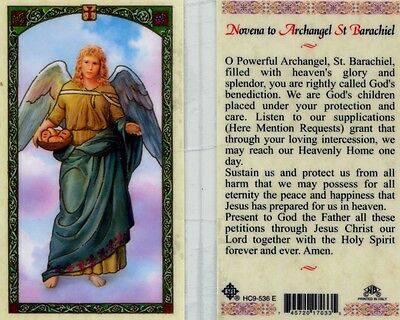 Prayer Card Novena To Archangel Barachiel Laminated HC9-536E - Ysleta Mission Gift Shop