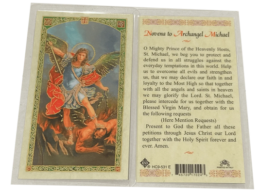 Prayer Card Novena to Archangel Michael Laminated English HC9-531E - Ysleta Mission Gift Shop