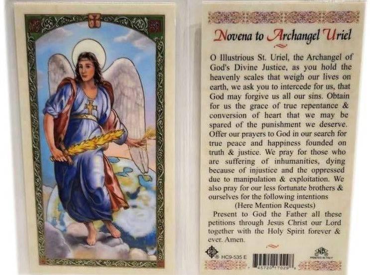Prayer Card Novena To Archangel Uriel Laminated HC9-535E - Ysleta Mission Gift Shop