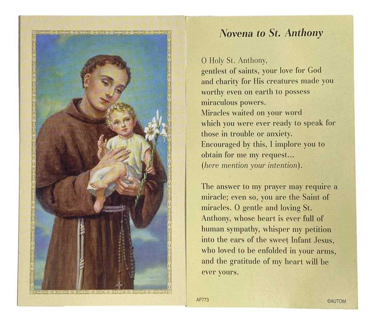 Prayer Card Novena To Saint Anthony No Laminate AF - Ysleta Mission Gift Shop