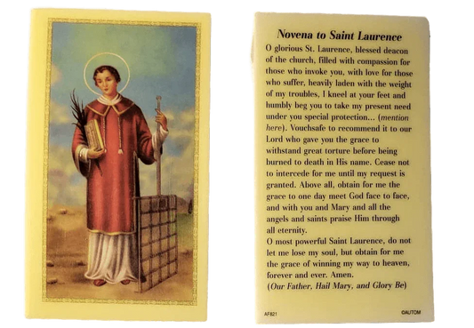 Prayer Card Novena To Saint Laurence Laminated AF - Ysleta Mission Gift Shop