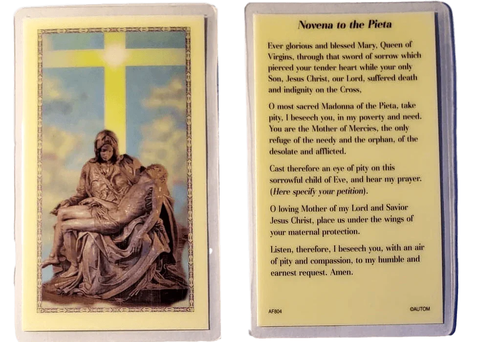 Prayer Card Novena To The Pieta Laminated AF - Ysleta Mission Gift Shop