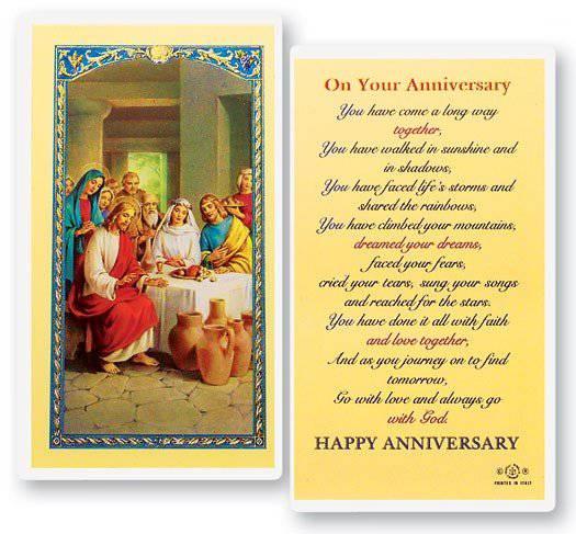 Prayer Card On Your Anniversary You Have Come A Long Way Together Laminated - Ysleta Mission Gift Shop