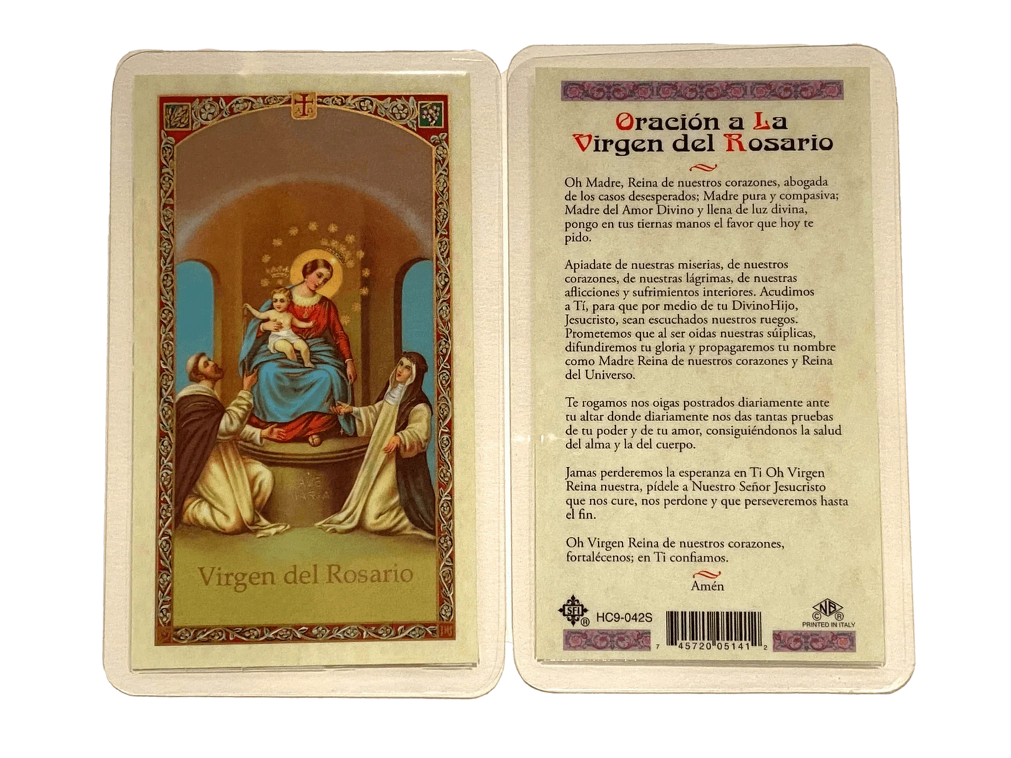 Prayer Card Oracion a la Virgen del Rosario SPANISH Laminated HC9-042S - Ysleta Mission Gift Shop
