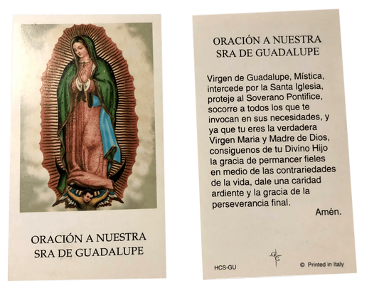 Prayer Card Oracion A Nuestra Senora De Guadalupe SPANISH No-Laminate HCS-GU - Ysleta Mission Gift Shop