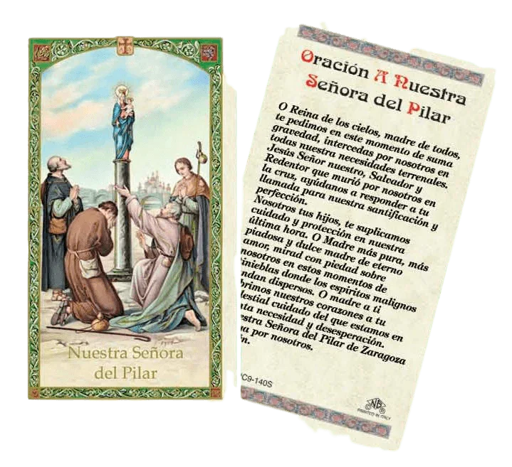 Prayer Card Oracion A Nuestra Senora Del Pilar SPANISH Laminated HC9-140S - Ysleta Mission Gift Shop