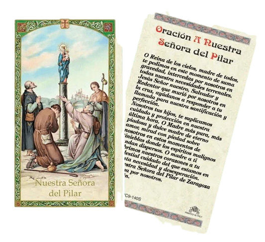 Prayer Card Oracion A Nuestra Senora Del Pilar SPANISH Laminated HC9-140S - Ysleta Mission Gift Shop