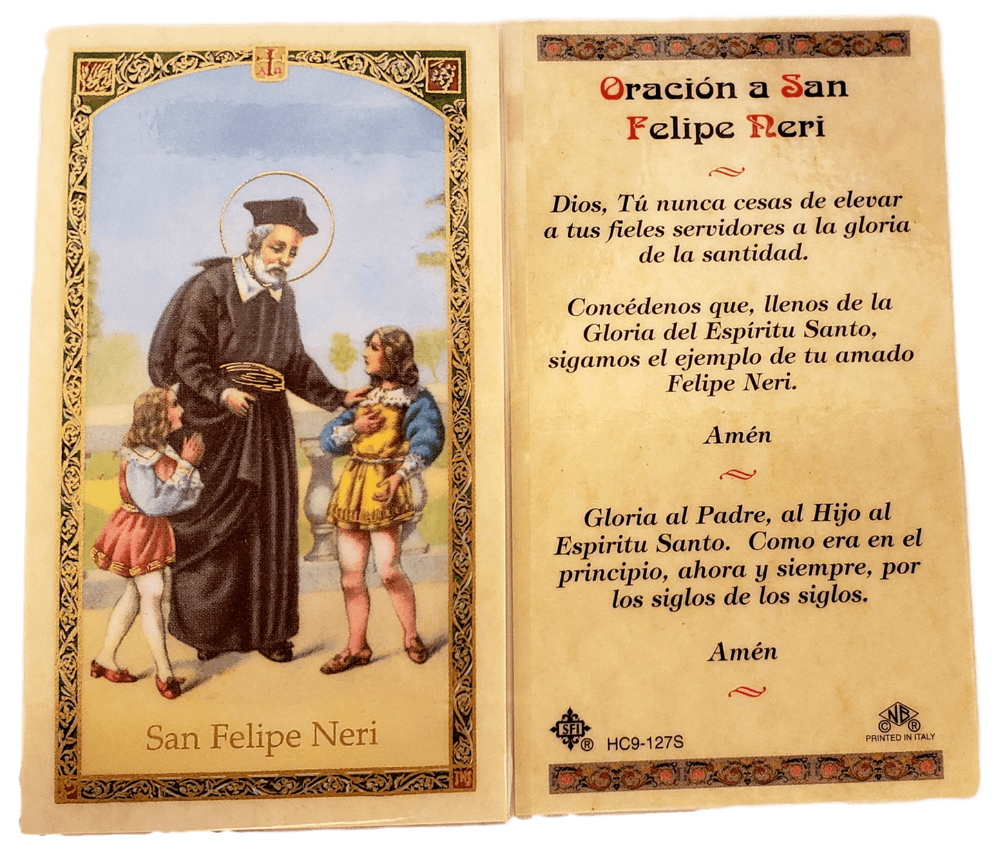 Prayer Card Oracion A San Felipe Neri SPANISH Laminated HC9-127S - Ysleta Mission Gift Shop