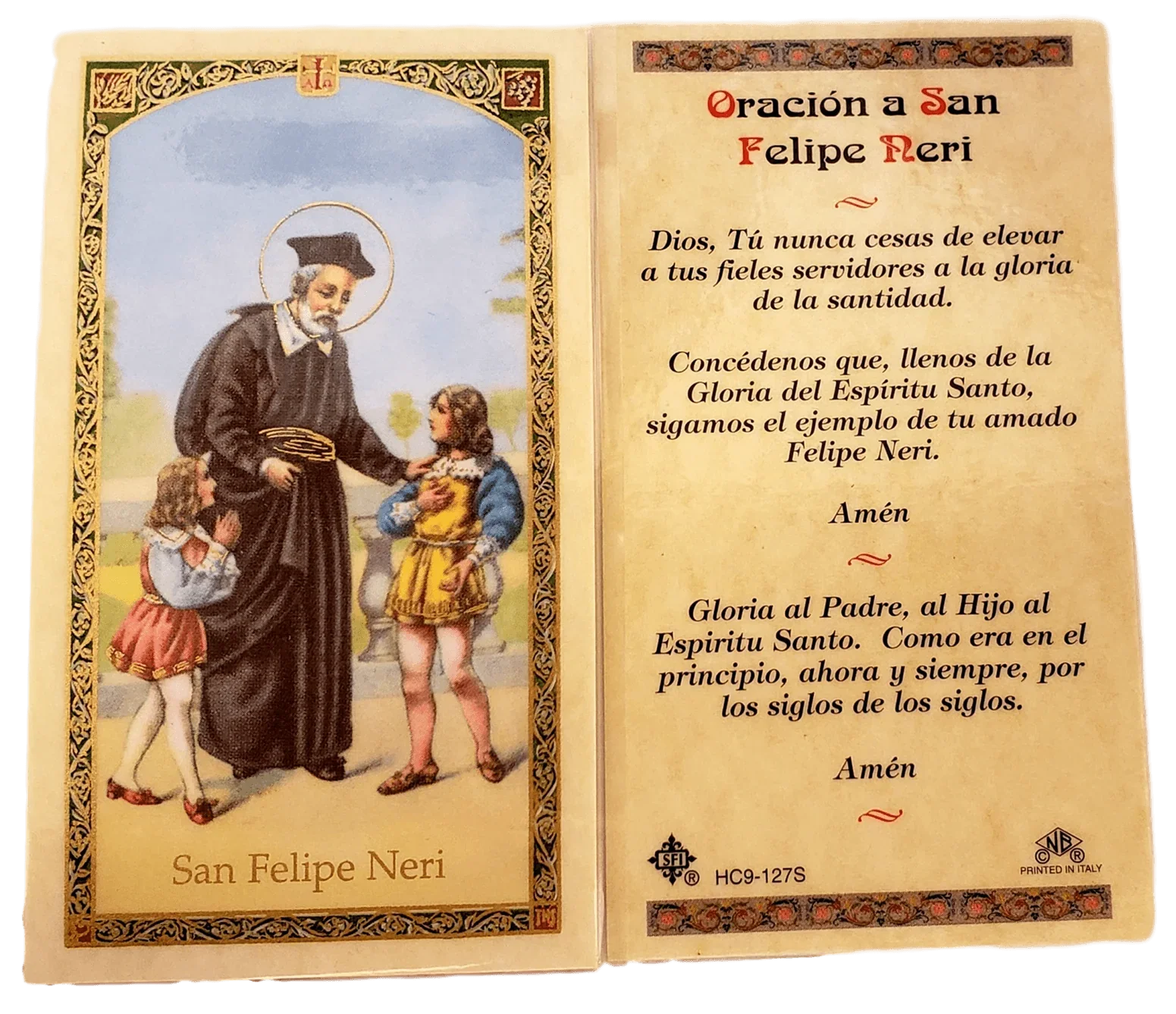 Prayer Card Oracion A San Felipe Neri SPANISH Laminated HC9-127S - Ysleta Mission Gift Shop