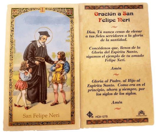 Prayer Card Oracion A San Felipe Neri SPANISH Laminated HC9-127S - Ysleta Mission Gift Shop