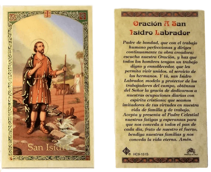 Prayer Card Oracion A San Isidro Labrador SPANISH Laminated HC9-151S - Ysleta Mission Gift Shop