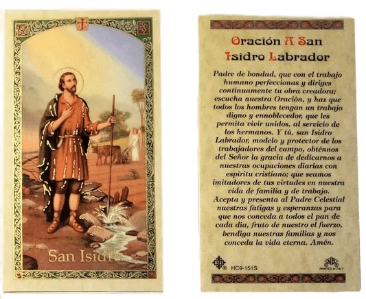 Prayer Card Oracion A San Isidro Labrador SPANISH Laminated HC9-151S - Ysleta Mission Gift Shop