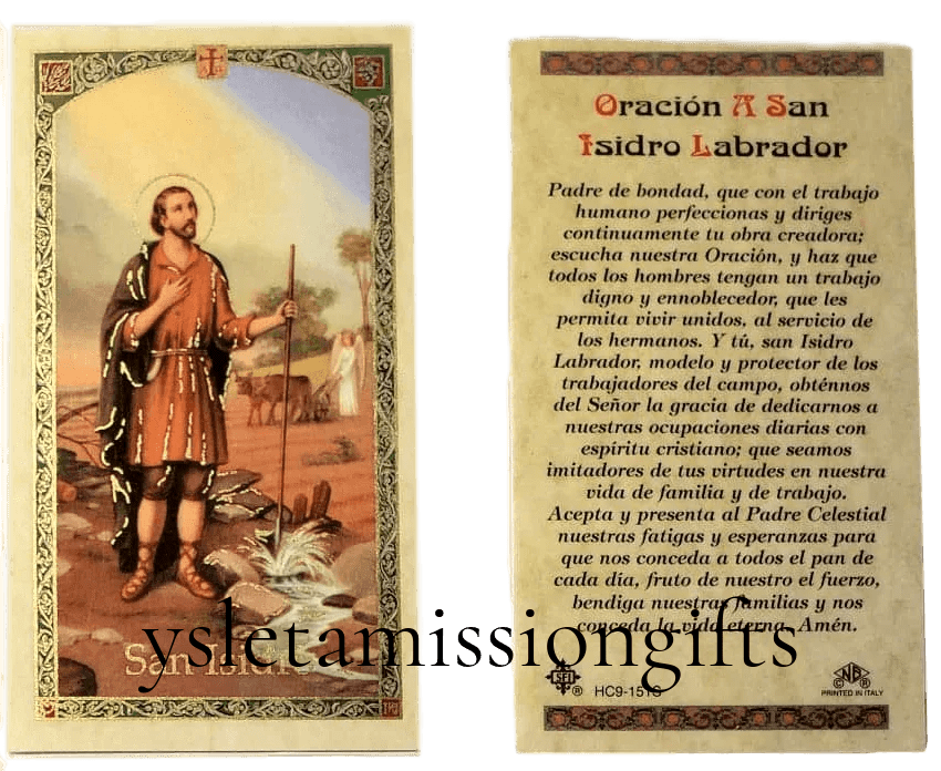 Prayer Card Oracion A San Isidro Labrador SPANISH Laminated HC9-151S - Ysleta Mission Gift Shop