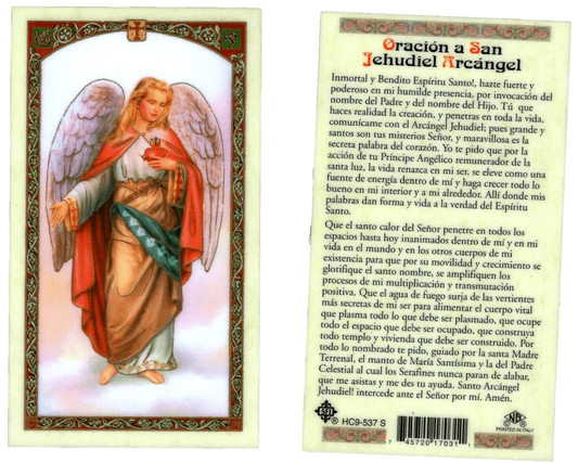 Prayer Card Oracion A San Jehudiel Arcangel SPANISH Laminated HC9-537S - Ysleta Mission Gift Shop
