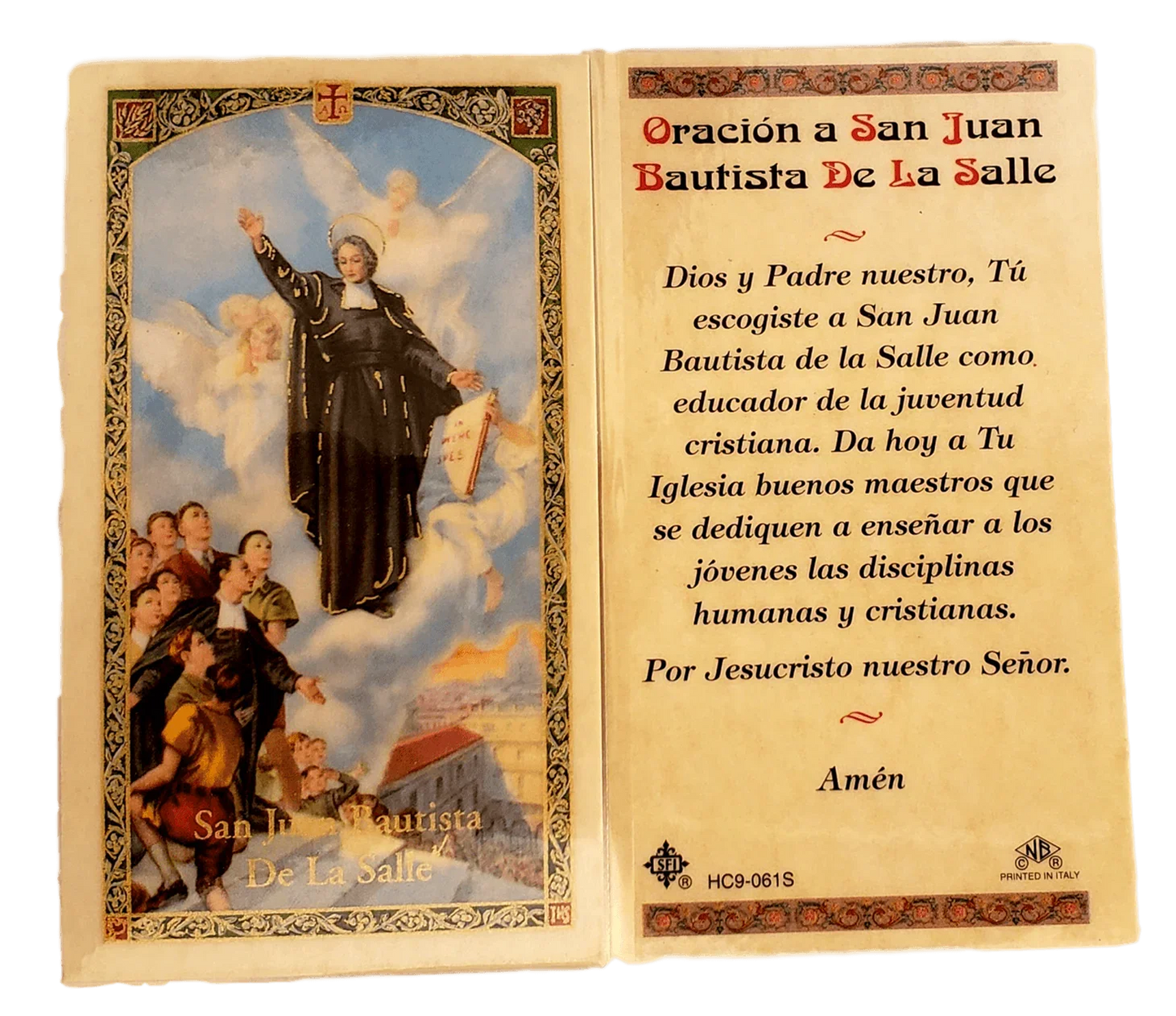 Prayer Card Oracion A San Juan Bautista De Las Salle SPANISH Laminated HC9-061S - Ysleta Mission Gift Shop