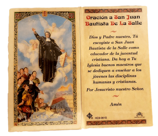 Prayer Card Oracion A San Juan Bautista De Las Salle SPANISH Laminated HC9-061S - Ysleta Mission Gift Shop