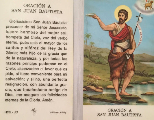 Prayer Card Oracion A San Juan Bautista SPANISH Laminated HCS-JO - Ysleta Mission Gift Shop