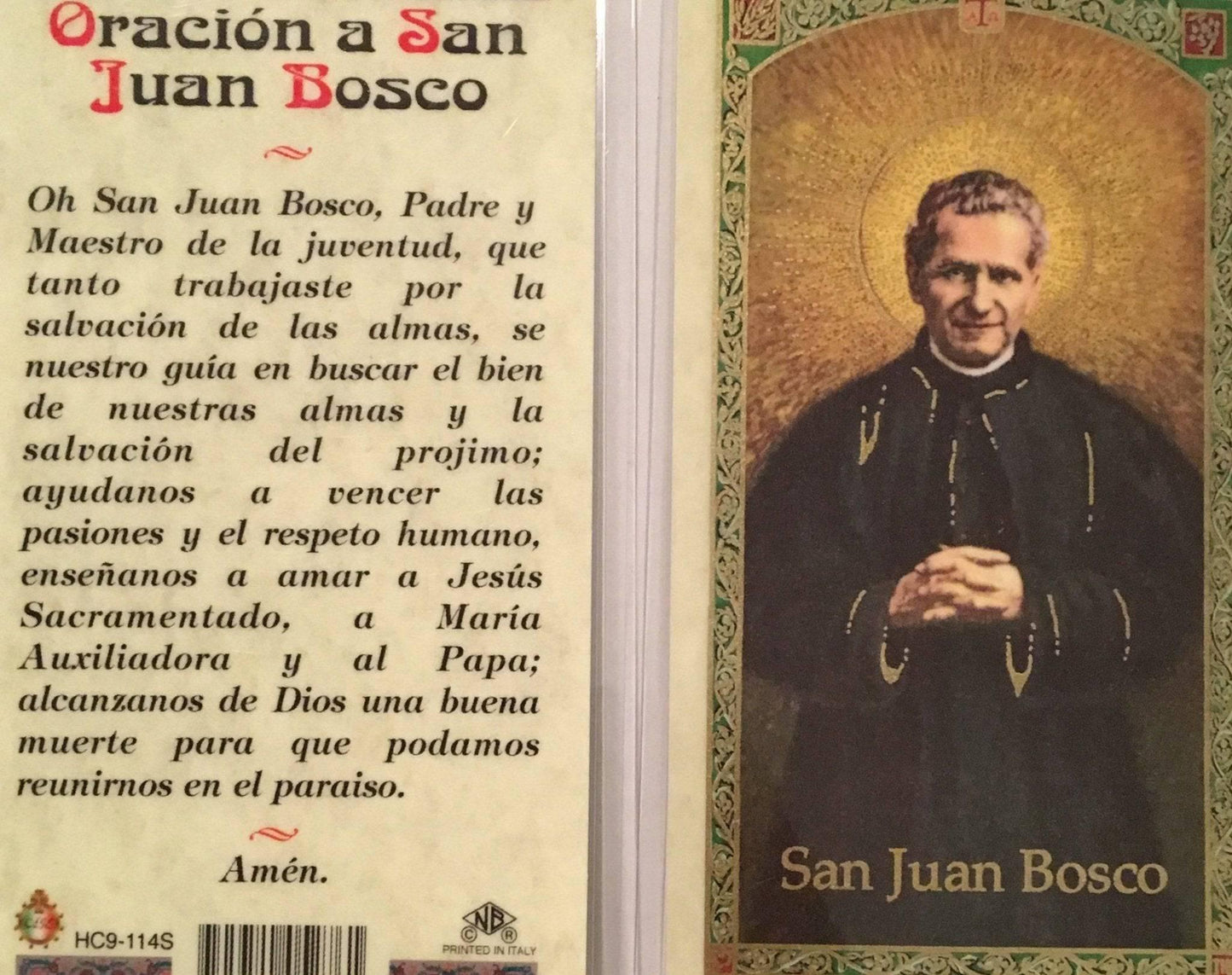 Prayer Card Oracion A San Juan Bosco SPANISH Laminated HC9-114S - Ysleta Mission Gift Shop