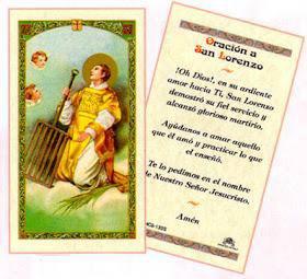 Prayer Card Oracion A San Lorenzo SPANISH Laminated HC9-133S - Ysleta Mission Gift Shop
