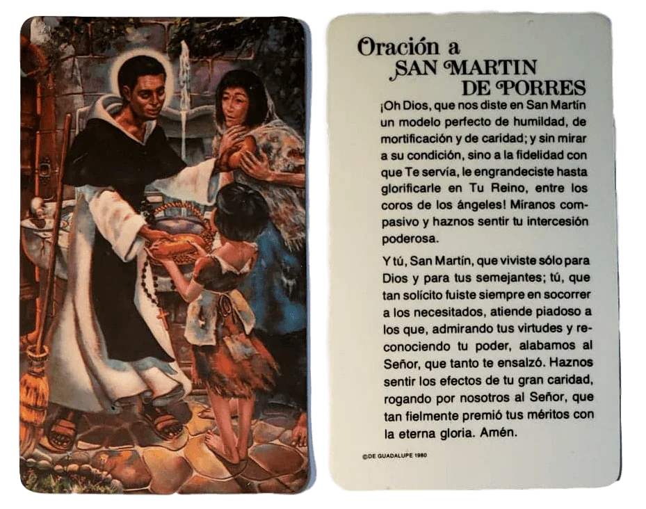Prayer Card Oracion A San Martin De Porres SPANISH Laminated Mini Pocket NC - Ysleta Mission Gift Shop