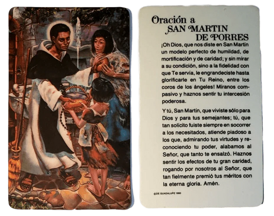 Prayer Card Oracion A San Martin De Porres SPANISH Laminated Mini Pocket NC - Ysleta Mission Gift Shop