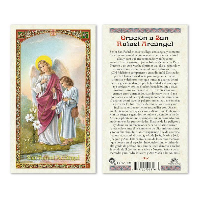 Prayer Card Oracion a San Rafael Arcangel Laminated HC9-182S - Ysleta Mission Gift Shop