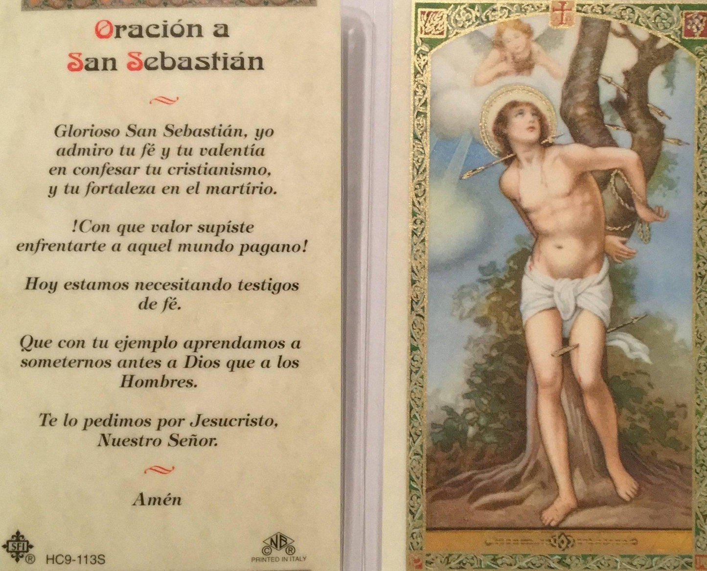 Prayer Card Oracion A San Sebastian SPANISH Laminated HC9-113S - Ysleta Mission Gift Shop