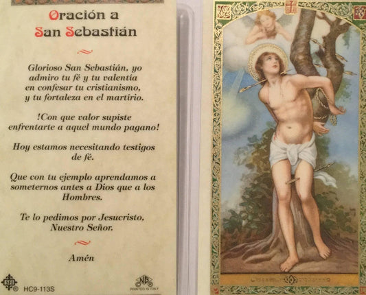Prayer Card Oracion A San Sebastian SPANISH Laminated HC9-113S - Ysleta Mission Gift Shop