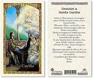 Prayer Card Oracion A Santa Cecilia Laminated HC9-097S - Ysleta Mission Gift Shop