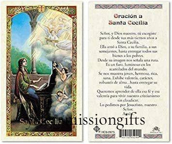 Prayer Card Oracion A Santa Cecilia Laminated HC9-097S - Ysleta Mission Gift Shop