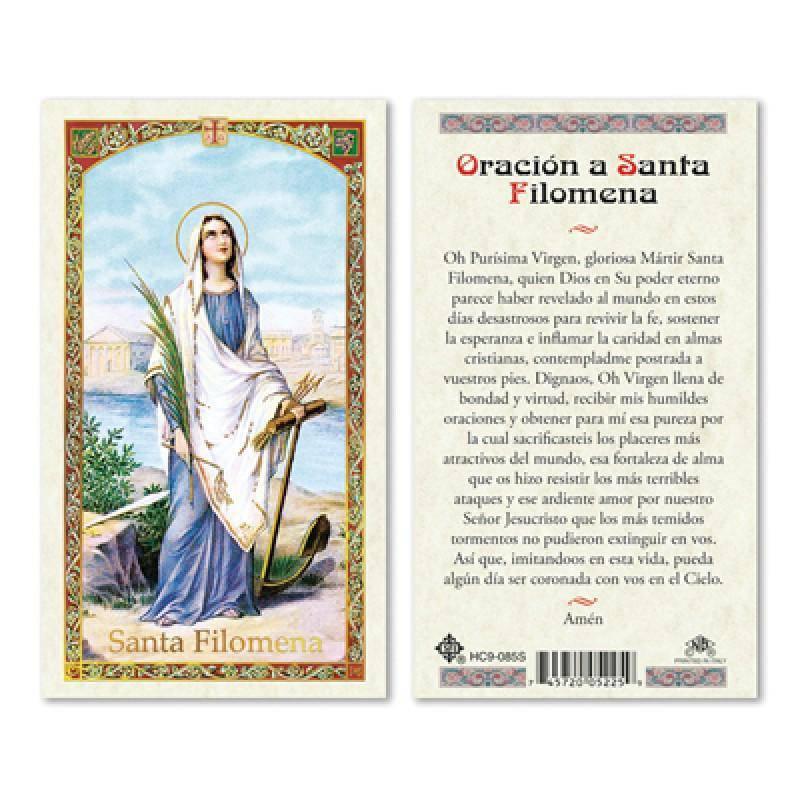 Prayer Card Oracion A Santa Filomena SPANISH Laminated HC9-085S - Ysleta Mission Gift Shop