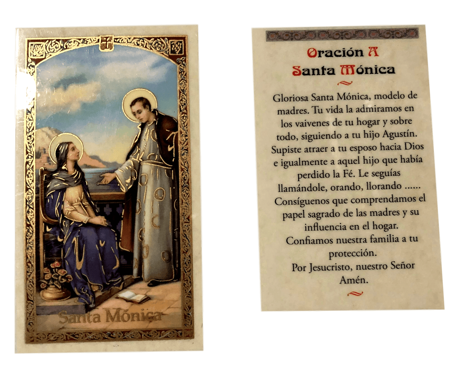Prayer Card Oracion A Santa Monica Laminated HC9-102S - Ysleta Mission Gift Shop