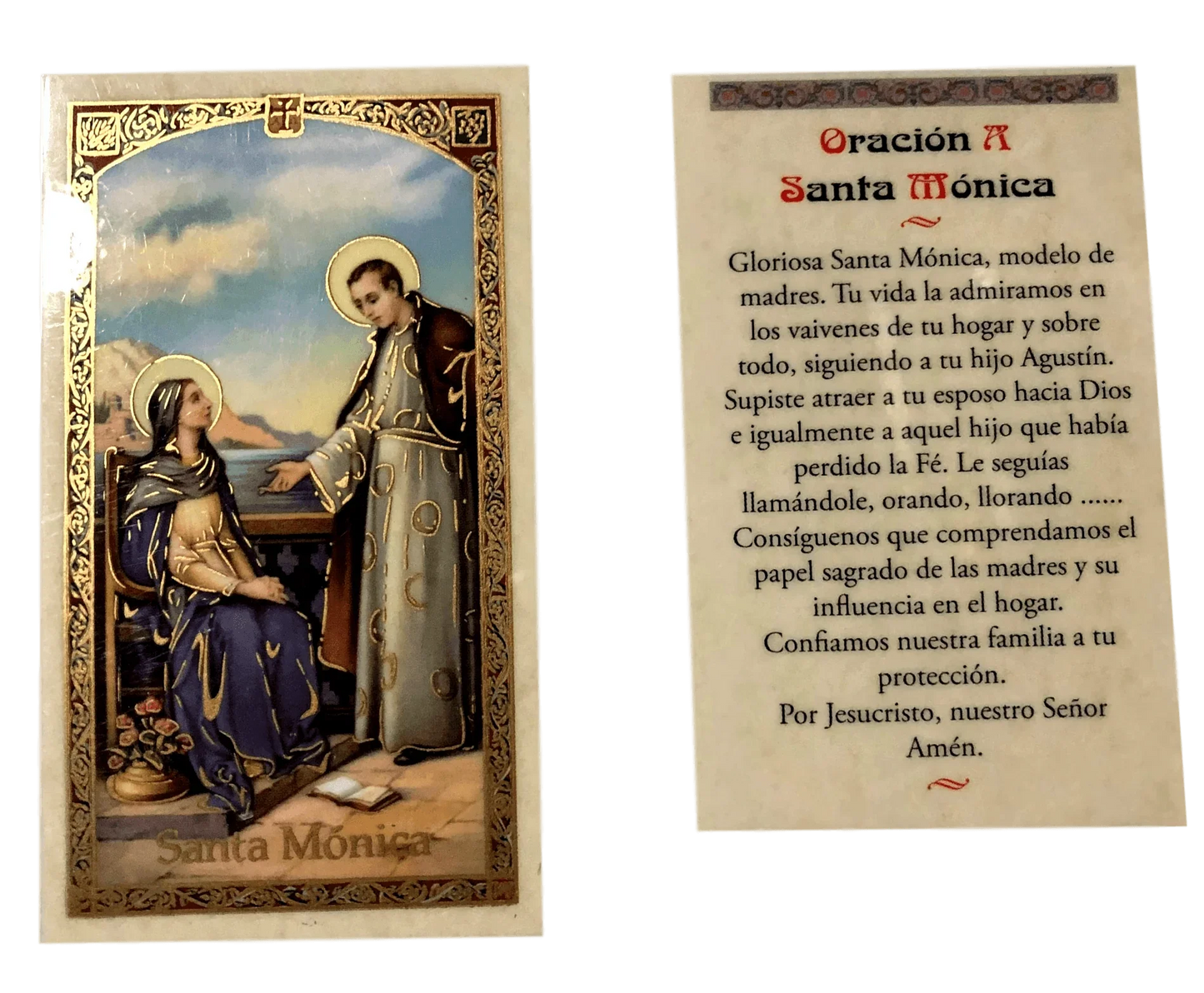 Prayer Card Oracion A Santa Monica Laminated HC9-102S - Ysleta Mission Gift Shop