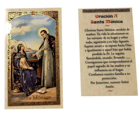 Prayer Card Oracion A Santa Monica Laminated HC9-102S - Ysleta Mission Gift Shop