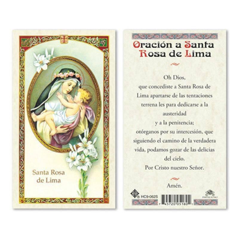 Prayer Card Oracion A Santa Rosa De Lima SPANISH Laminated HC9-062S - Ysleta Mission Gift Shop