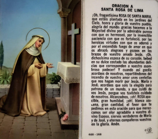 Prayer Card Oracion A Santa Rosa De Lima SPANISH Laminated - Ysleta Mission Gift Shop