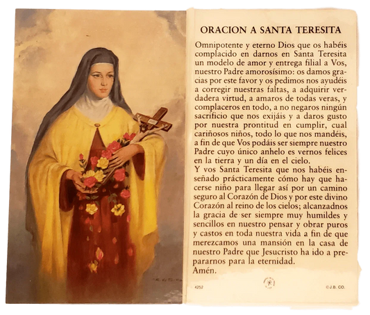 Prayer Card Oracion A Santa Teresita SPANISH Laminated - Ysleta Mission Gift Shop