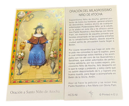 Prayer Card Oracion A Santo Nino De Atocha Oracion Del Milagrosisimo Nino De Atocha SPANISH No Laminated HCS-NI - Ysleta Mission Gift Shop