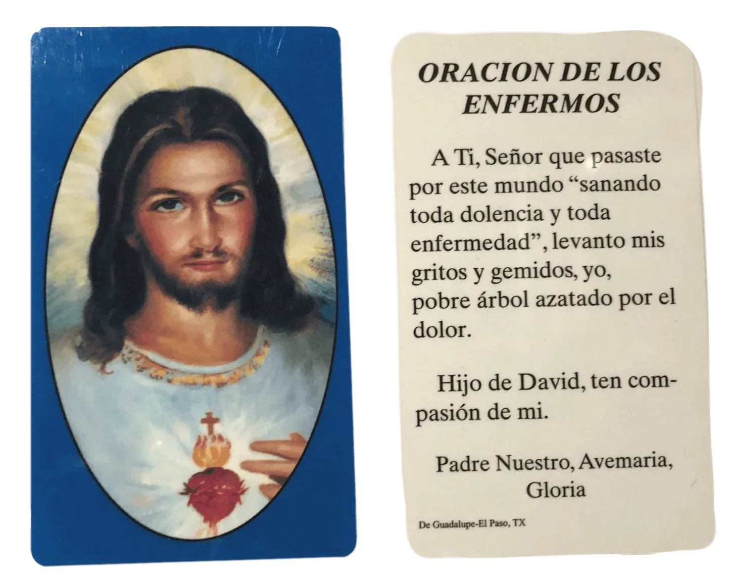 Prayer Card Oracion De Los Enfermos SPANISH Mini Pocket Laminated NC - Ysleta Mission Gift Shop