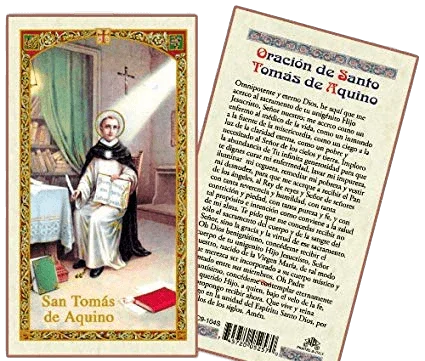 Prayer Card Oracion De Santo Tomas De Aquino SPANISH Laminated HC9-104S - Ysleta Mission Gift Shop