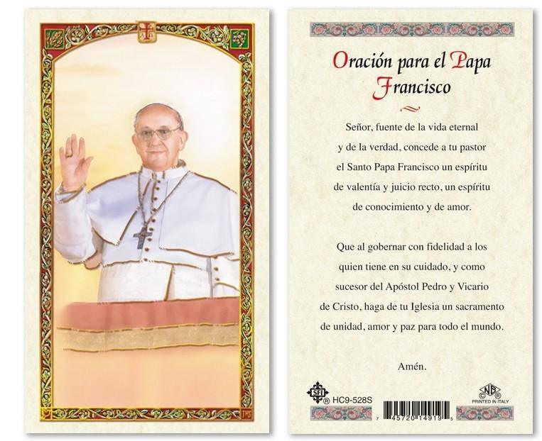 Prayer Card Oracion Para El Papa Francisco SPANISH Laminated HC9-528S - Ysleta Mission Gift Shop