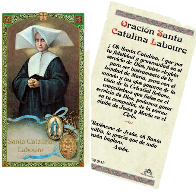 Prayer Card Oracion Santa Catalina Laboure SPANISH Laminated HC9-051S - Ysleta Mission Gift Shop